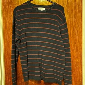 Calibrate Navy Blue and Red Striped Long Sleeve Shirt